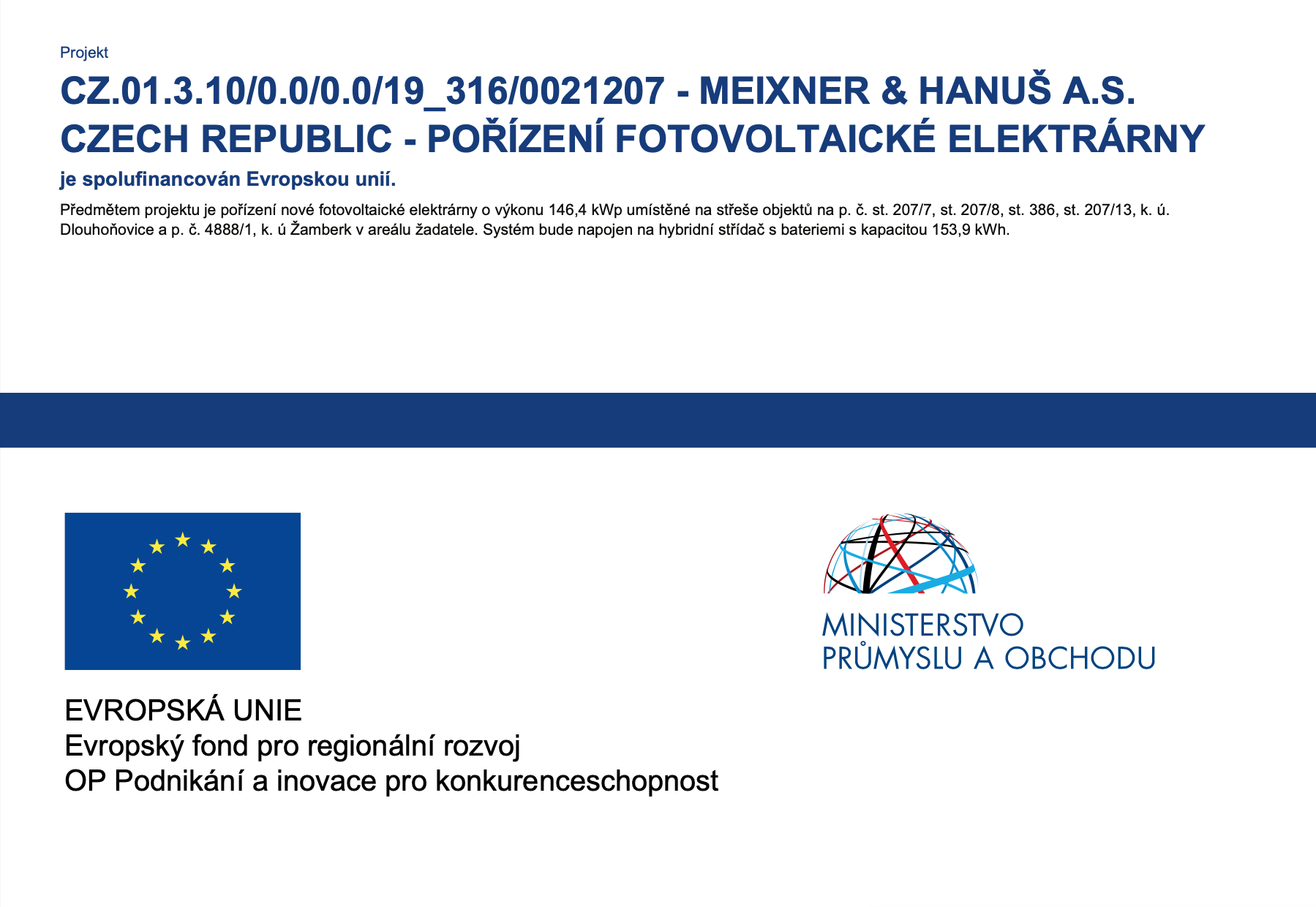 Informace o dotaci z fondů EU 2