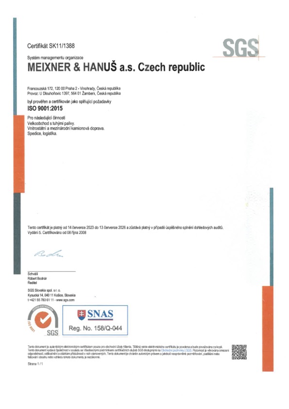Certifikát ISO 9001
